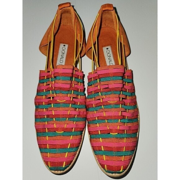 Shoes - Donald Pliner Anthropologie Rainbow Leather Woven Elastic Slide D’Orsay Flat 9